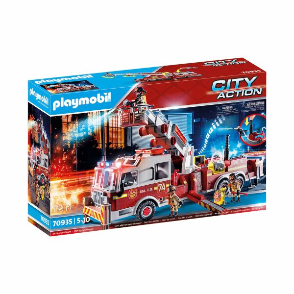 Hracia sada dopravných prostriedkov Playmobil US Tower Ladder City Action 70935 Požiarnické auto (113 pcs)