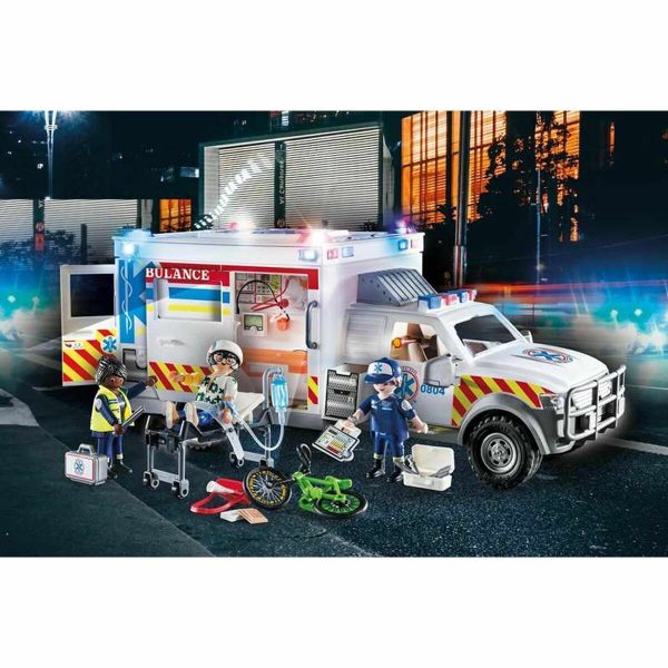 Hracia sada dopravných prostriedkov Playmobil Rescue Vehicle: US Ambulance City Action 70936 (93 pcs)