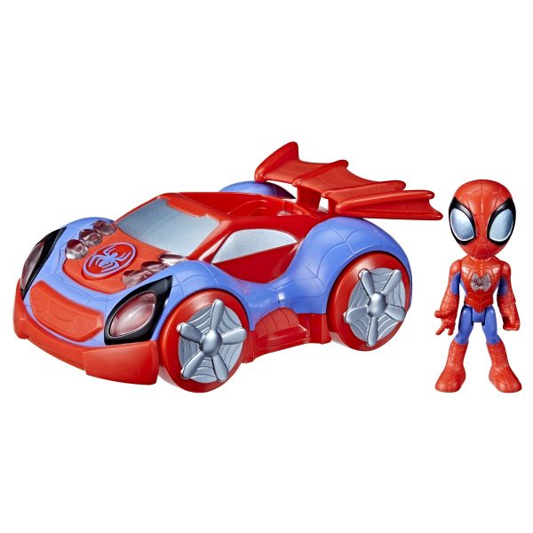 Hracia sada dopravných prostriedkov Hasbro Spiderman and His Amazing Friends Glow Tech Svetlá 2 Kusy so zvukom 4 kusov