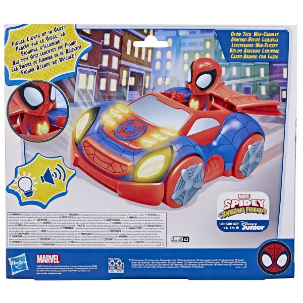 Hracia sada dopravných prostriedkov Hasbro Spiderman and His Amazing Friends Glow Tech Svetlá 2 Kusy so zvukom 4 kusov